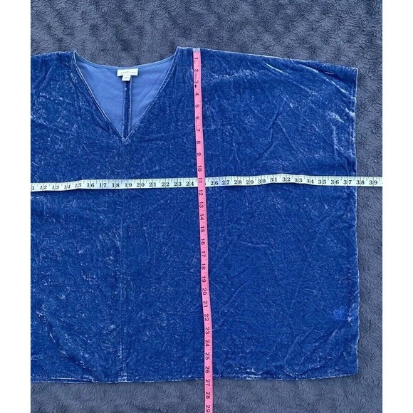 Pure Jill Elements Oversized Top Sky Blue Crushed Velvet Boxy Lagenlook Size L - Picture 13 of 14